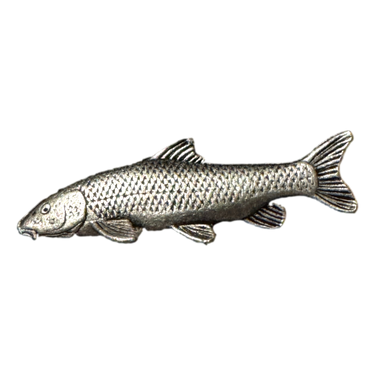 Gaudiknopf Pin Forelle altsilber