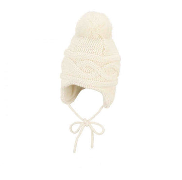Sterntaler Strickmütze Bommelmütze zum Binden ecru - Sterntaler® - hutwelt
