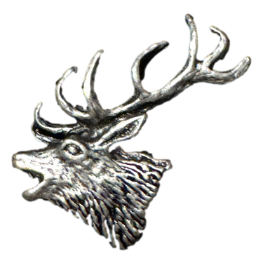 Gaudiknopf Pin Röhrender Hirsch altsilber