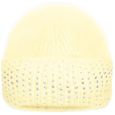 Strickmütze mit Umschlag und funkelnden Glitzersteinen