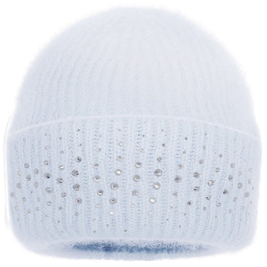 Strickmütze mit Umschlag und funkelnden Glitzersteinen