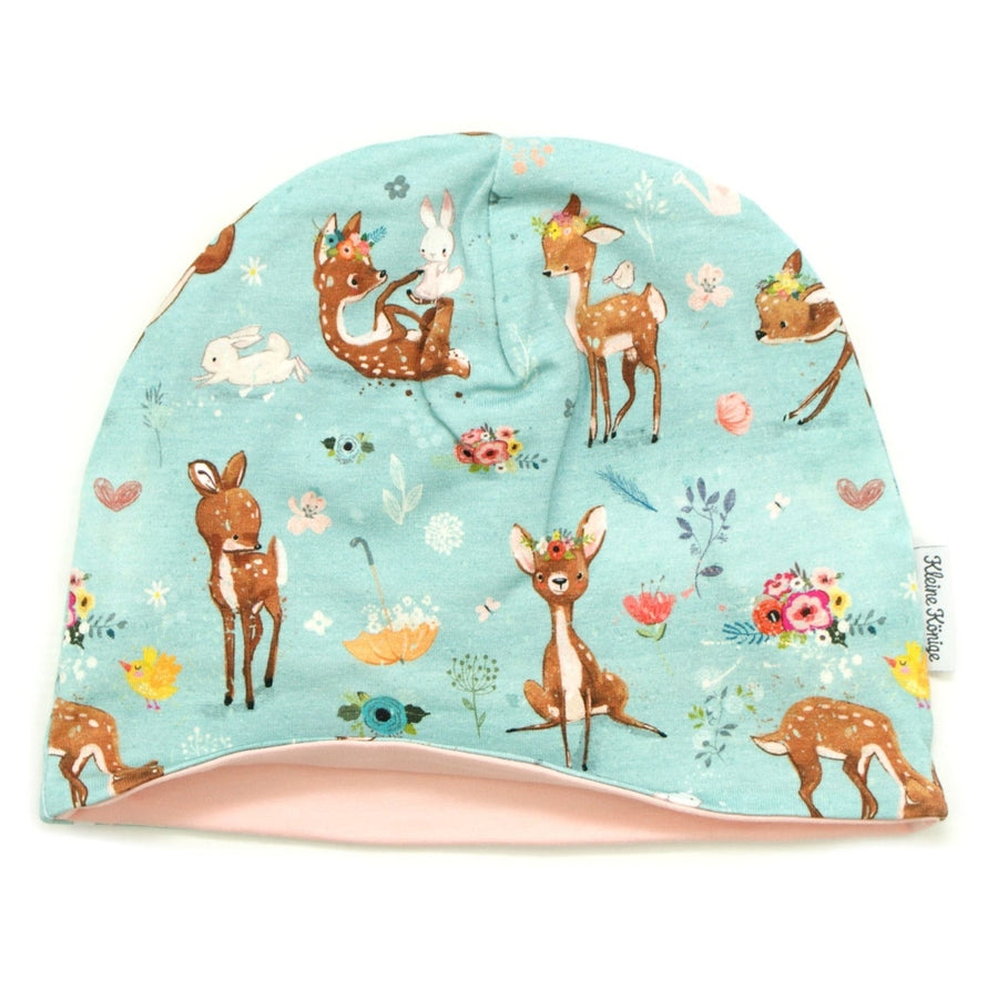 Kindermütze Beanie Reh, Hase "Best Friends" mint altrosa - Kleine Könige - hutwelt