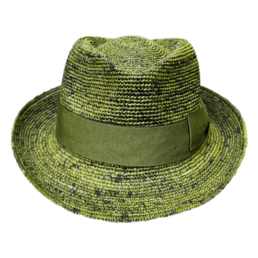 Trilby Raffiahut Crochet grün - faustmann GERMANY - hutwelt
